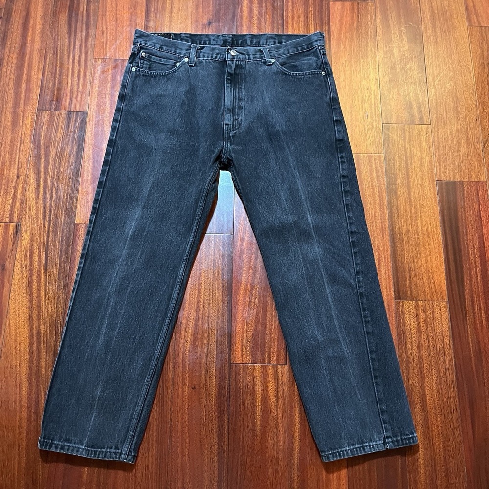 Levis Jeans Mens 40x30 (39x29) Black 505 Straight Leg Denim Workwear Casual